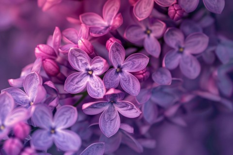 Violet Common Lilac spring flower plant on blurry background. KI generiert, generiert, AI generated
