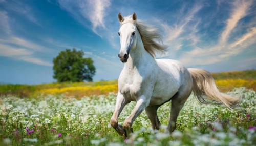 KI generated, A horse, horses, Arabian, in front of a blue sky, thoroughbred Arabian, AV, Arabian