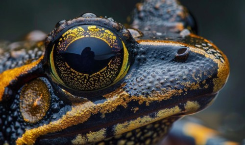 Extreme close-up of Rana arvalis eyes AI generated