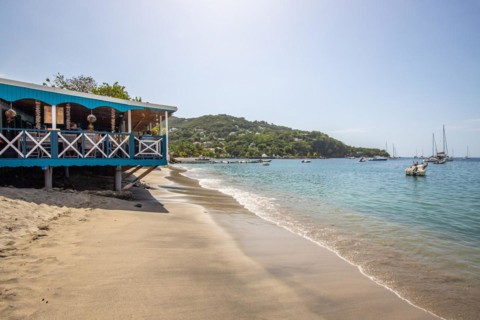 A beach in the Caribbean on the Atlantic coast in Deshaies, Guadeloupe, French Antilles, North