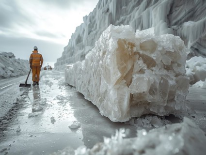 Lithium mining in a white salt lake in South America, AI generated