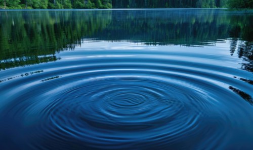 A gentle breeze causing ripples on the surface of a spring lake AI generated