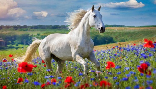 KI generated, A horse, horses, Arabian, in front of a blue sky, thoroughbred Arabian, AV, Arabian