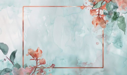 Copper frame on watercolor background, space for text AI generated