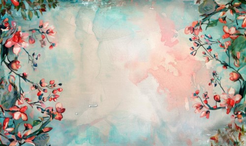Watercolor flowers and lives, floral background space for text AI generated