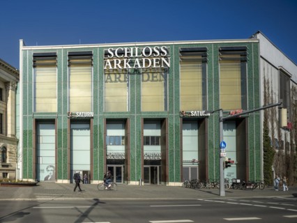 Schloss arcades, shopping centre behind the reconstructed facade of the old residential palace,