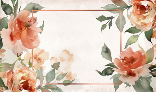 Copper frame on watercolor background, space for text AI generated