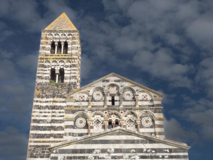 Church tower, abbey church Santissima Trinita di Saccargia of the destroyed Camaldolese monastery,