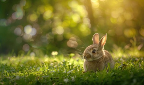 A bunny enjoying a sunny patch of grass AI generated
