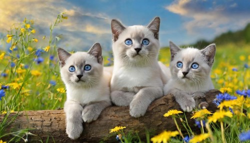 KI generated, animal, animals, mammal, mammals, cat, felidae (Felis catus), three cats resting on a