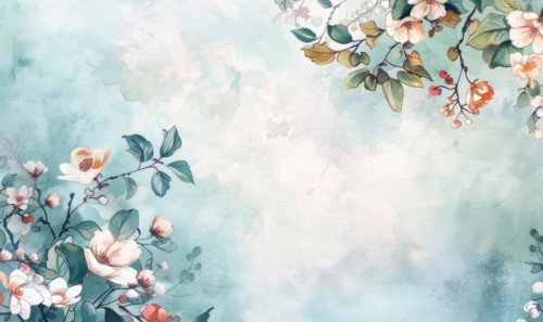 Watercolor flowers and lives, floral background space for text AI generated