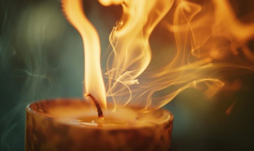 Close-up of a candle flame dancing in the breeze AI generated