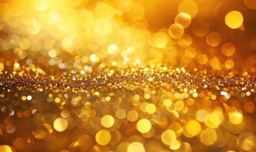 Close-up of golden bokeh lights shimmering in the evening AI generated