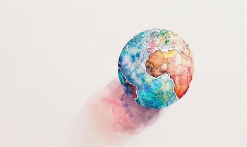 Earth globe against a pastel-colored background, AI generated