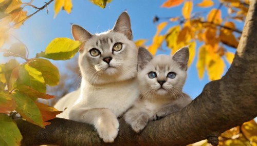 AI generated, animal, animals, mammal, mammals, cat, felidae (Felis catus), a cat and a kitten