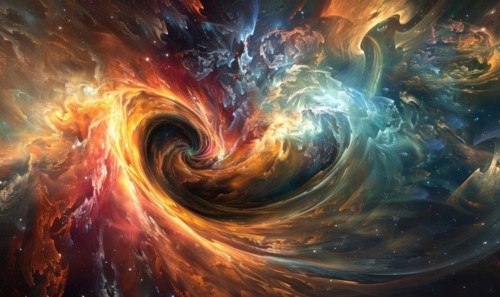Fiery abstract swirl evoking the dynamic energy of a cosmic event AI generated