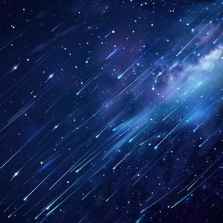 Digital artwork of a serene starry night dotted with glowing meteor trails AI generated