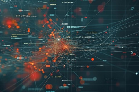 A captivating visualization of complex data, depicted as interconnected lines and nodes,