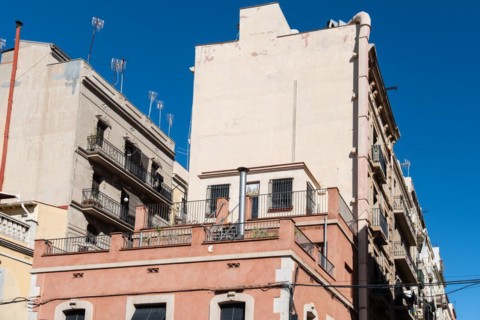 Street in Barcelonata, an old neighbourhood at the port of Barcelona, Spain, Europe