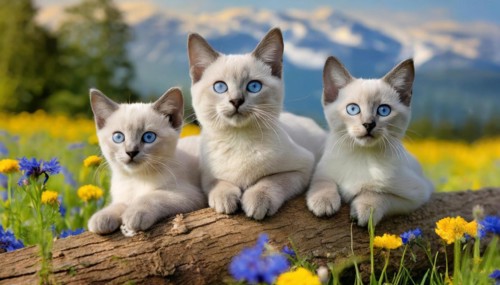 KI generated, animal, animals, mammal, mammals, cat, felidae (Felis catus), three cats resting on a