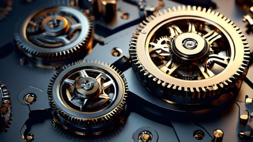 3d render background clockwork mechanism, AI generated