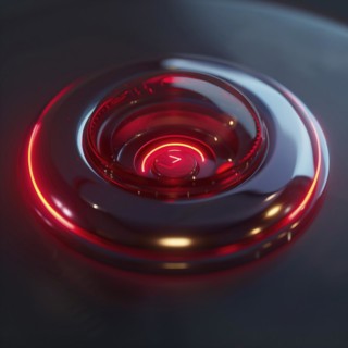 A modern, glowing red alarm button with an abstract appearance, AI generated