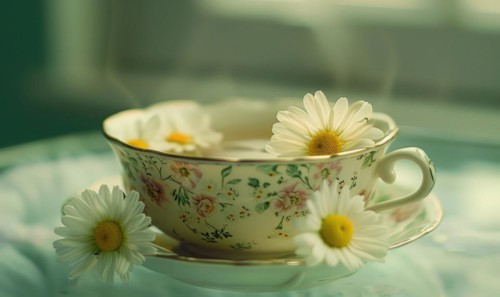 Chamomile tea served in a cozy cafe AI generated