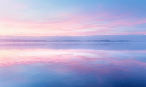 The soft pastel colors of dawn breaking over the horizon AI generated