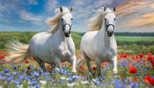 KI generated, A horse, horses, Arabian, in front of a blue sky, thoroughbred Arabian, AV, Arabian