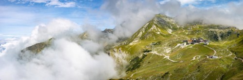 Hoefatsblick station on the Nebelhorn behind the Nebelhorn, 2224m, Allgaeu Alps, Allgaeu, Bavaria,