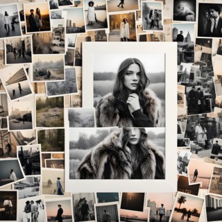 AI generated collage of overlapping faded polaroid photos
