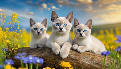 KI generated, animal, animals, mammal, mammals, cat, felidae (Felis catus), three cats resting on a