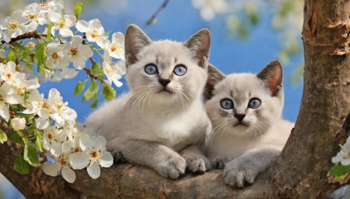 KI generated, animal, animals, mammal, mammals, cat, felidae (Felis catus), two kittens resting in