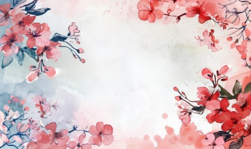 Watercolor flowers and lives, floral background space for text AI generated