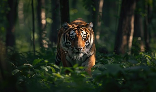 The Siberian tiger in the forest AI generated