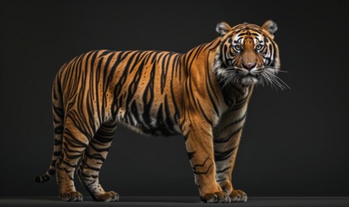 A Malayan tiger on black background AI generated