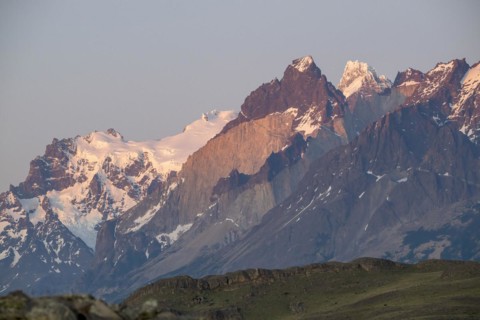 Andes mountain range, morning light, Torres del Paine National Park, Parque Nacional Torres del
