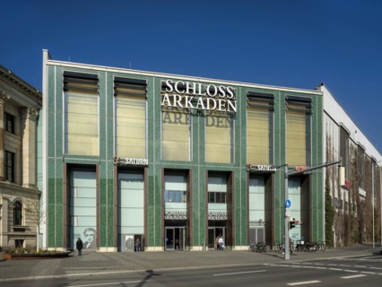 Schloss arcades, shopping centre behind the reconstructed facade of the old residential palace,
