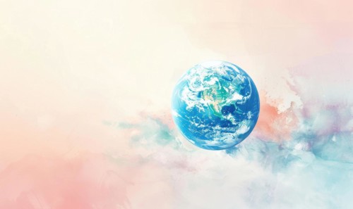 Earth globe against a pastel-colored background AI generated