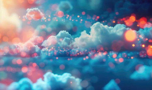 Cloud data storage concept with abstract digital clouds AI generated