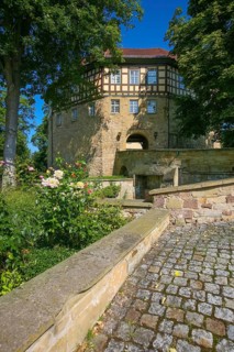 Access to the moated castle Sachsenheim, Grosssachsenheim Castle, former moated castle, archway,