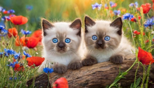 KI generated, animal, animals, mammal, mammals, cat, felidae (Felis catus), two kittens resting on