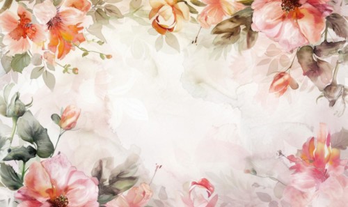 Watercolor flowers and lives, floral background space for text AI generated