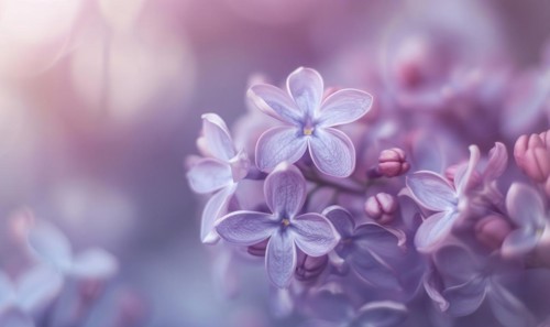 A close-up of lilac petals, closeup view, soft focus AI generated
