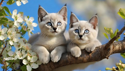KI generated, animal, animals, mammal, mammals, cat, felidae (Felis catus), two kittens resting in