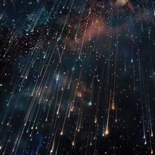 Celestial event depicting astral rain with shooting stars across a galaxy-themed night sky AI