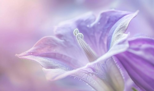 Close-up of a bellflower in soft light, closeup view, selective focus, spring background AI