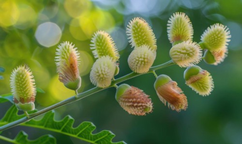 A detailed close-up view of Mimosa seed pods AI generated