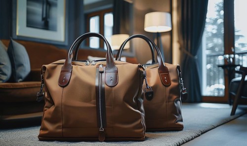 Two large travel bags on the floor in a stylish interior setting AI generated