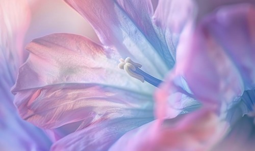 Close-up of a bellflower in soft light, closeup view, selective focus, spring background AI